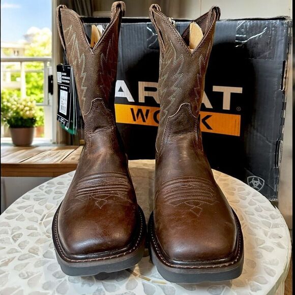 Ariat Men's Groundbreaker Wide Square Toe Regular Work Boots Brown Size 10.5 D - Picture 6 of 16